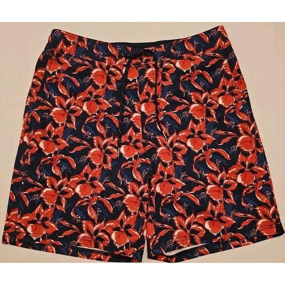 FAIR HARBOR Men’s The Anchor Swim Trunk Lined‎ Shorts Red Deco Medium 6" NWOT